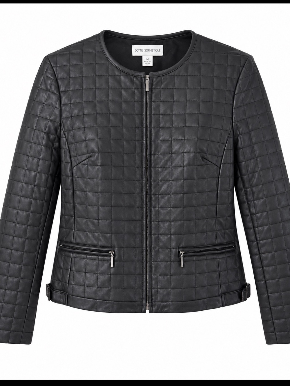 Petite Sophisticate Vintage Leather Jacket Womens Medium Black Quilted Patte